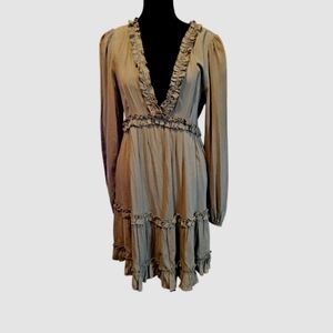 Forever 21 Olive Green Tiered and Ruffled Dress Size Medium
